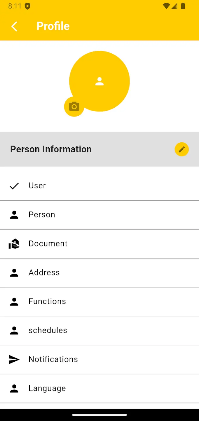 Profile screen