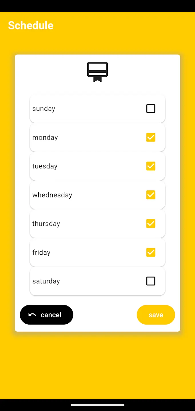 Schedule screen