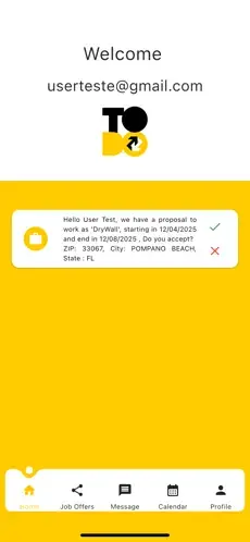 Messages screen